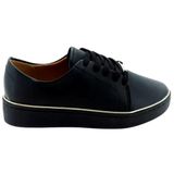 Tênis Casual Clássico Feminino Cadarço Vizzano 1214.105.7286 Borda Dourada - Preto - 36