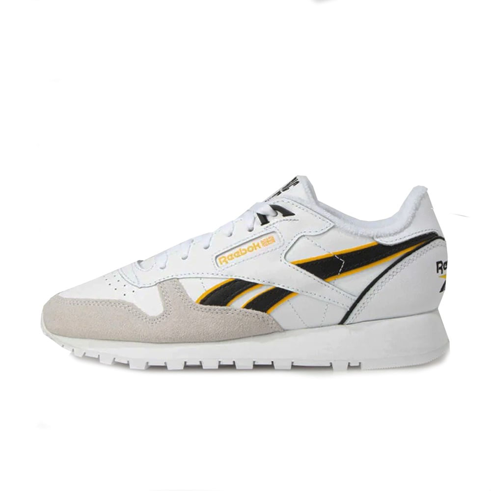 Tenis Reebok Classic Leather Branco Amarelo Carrefour