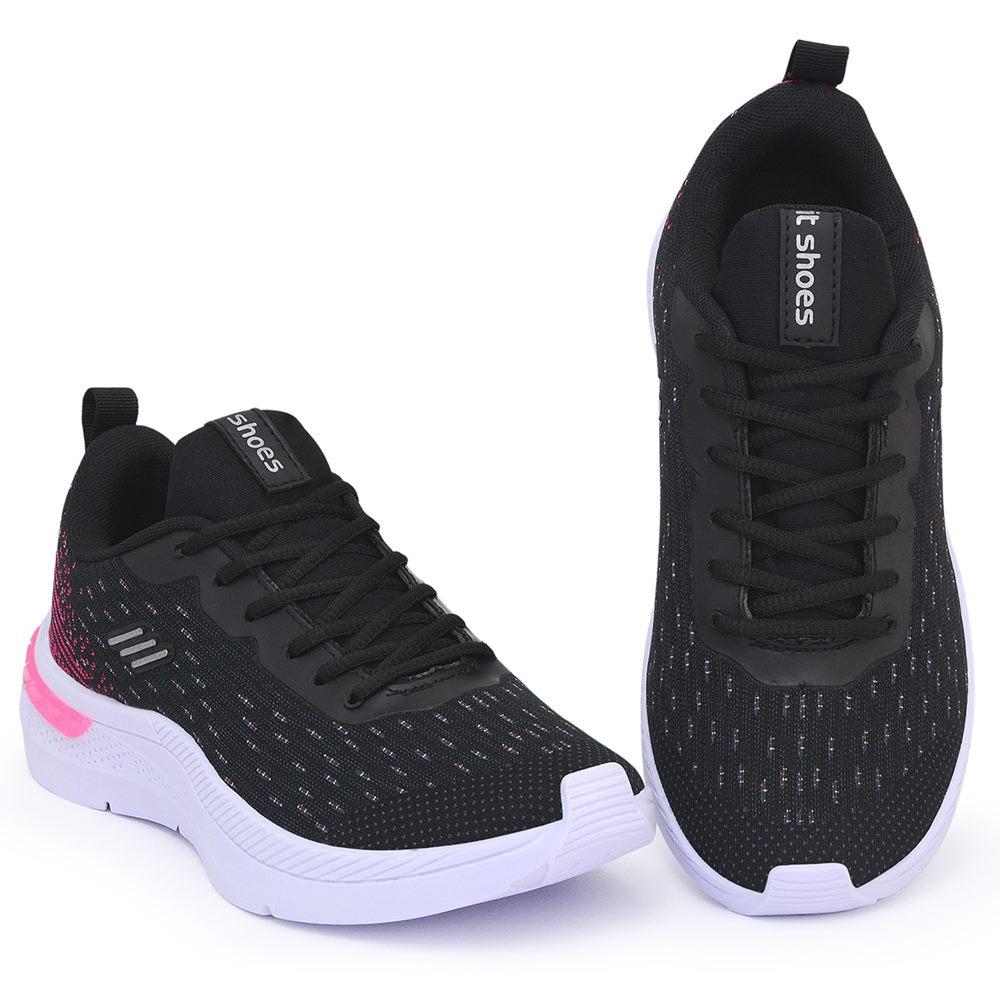 Tênis Feminino Esporte Amortecedor Gel Academia Conforto - Preto/rosa - 34