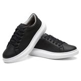 Tênis Casual Masculino Cadarço Liso Conforto Estilo Leve Preto 42