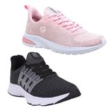 Tênis Feminino Running Esportivo Caminhada Academia Kit 2 Preto/rosa 36