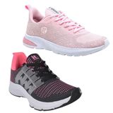 Tênis Feminino Running Esportivo Caminhada Academia Kit 2 Rosa/preto 36