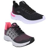 Tênis Feminino Caminhada Esportivo Corrida Academia Kit 2 Preto/rosa 34