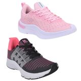 Tênis Feminino Corrida Esportivo Caminhada Academia Kit 2 Rosa/preto 39