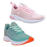 Tênis Feminino Running Esportivo Caminhada Academia Kit 2 Rosa/verde 39