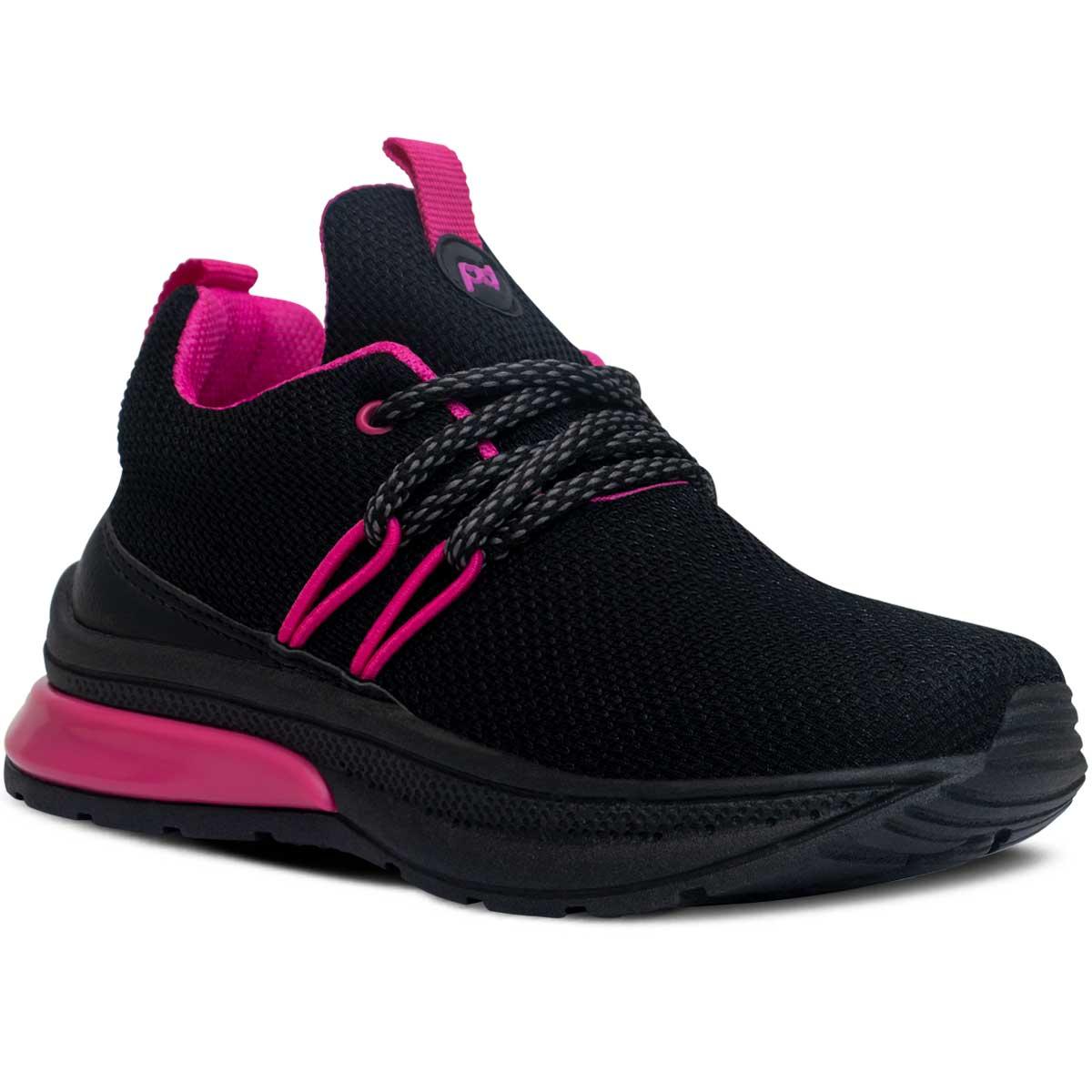 Tenis Infantil Menino Menina N 22ao27 Sapato Escolar 11.97i Cor:preto-pink,tamanho:25