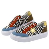 Tenis Feminino Casual Camurça Fechamento Cadarço Animal Print Zebra Palmilha Gel Macia Dia A Dia