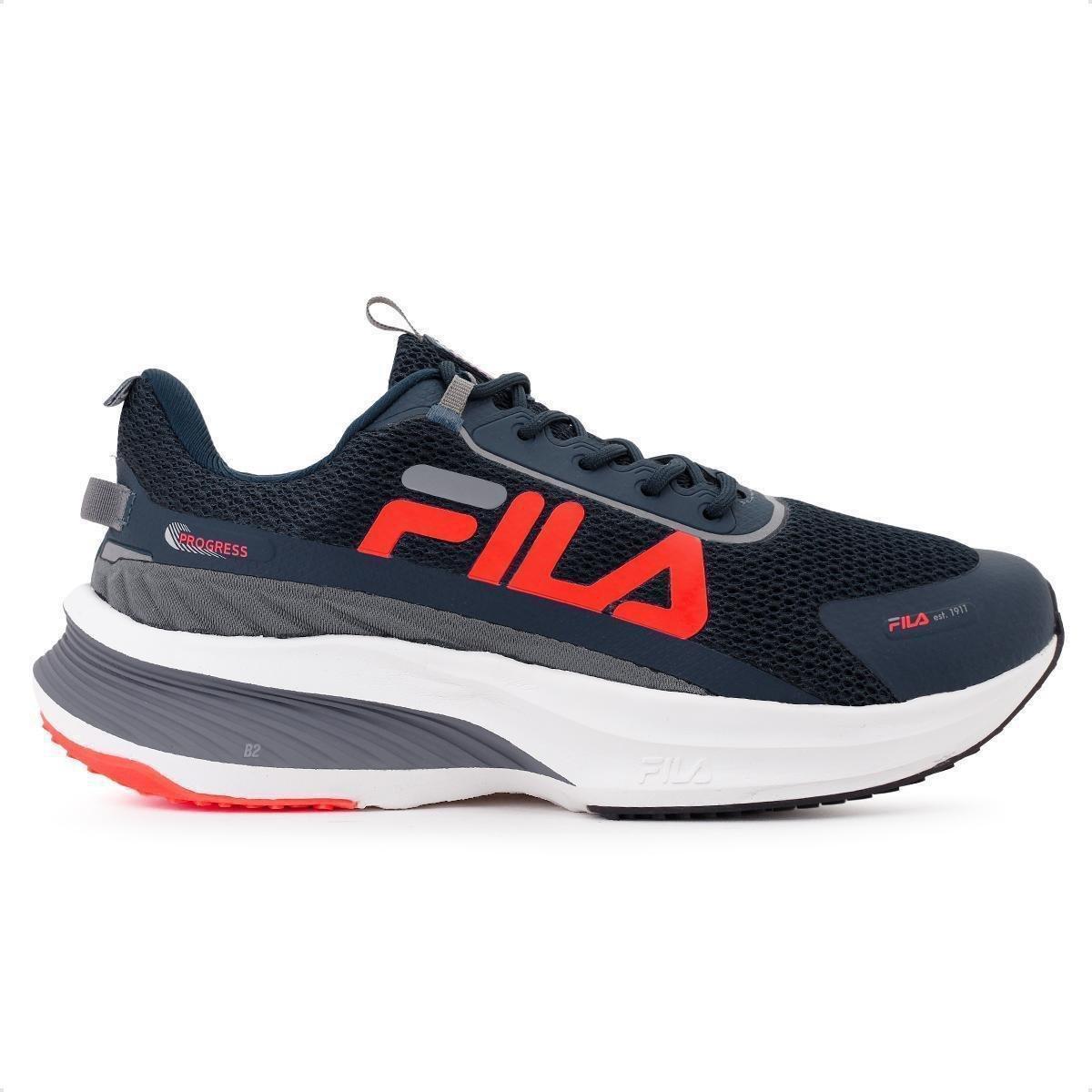 Tenis Fila Progress Marinho/coral/cinza 044