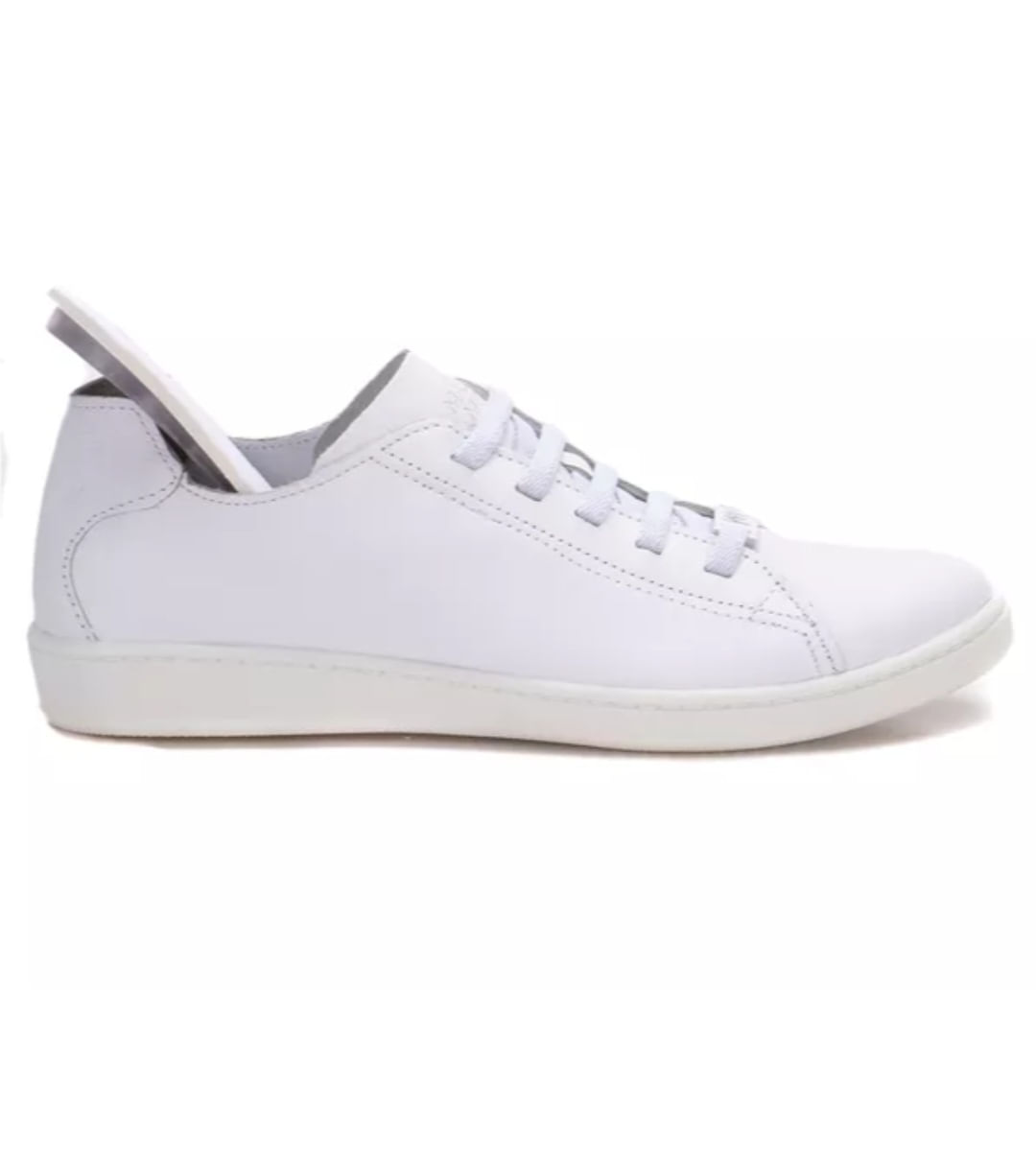 Tênis Feminino Casual Marina Mello Branco Em Couro Legítimo