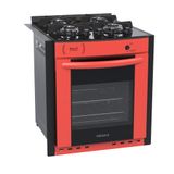 Fogao A Gas De Embutir Gaudi Prisma Vitreo Bl 4q Vermelho Gas Glp