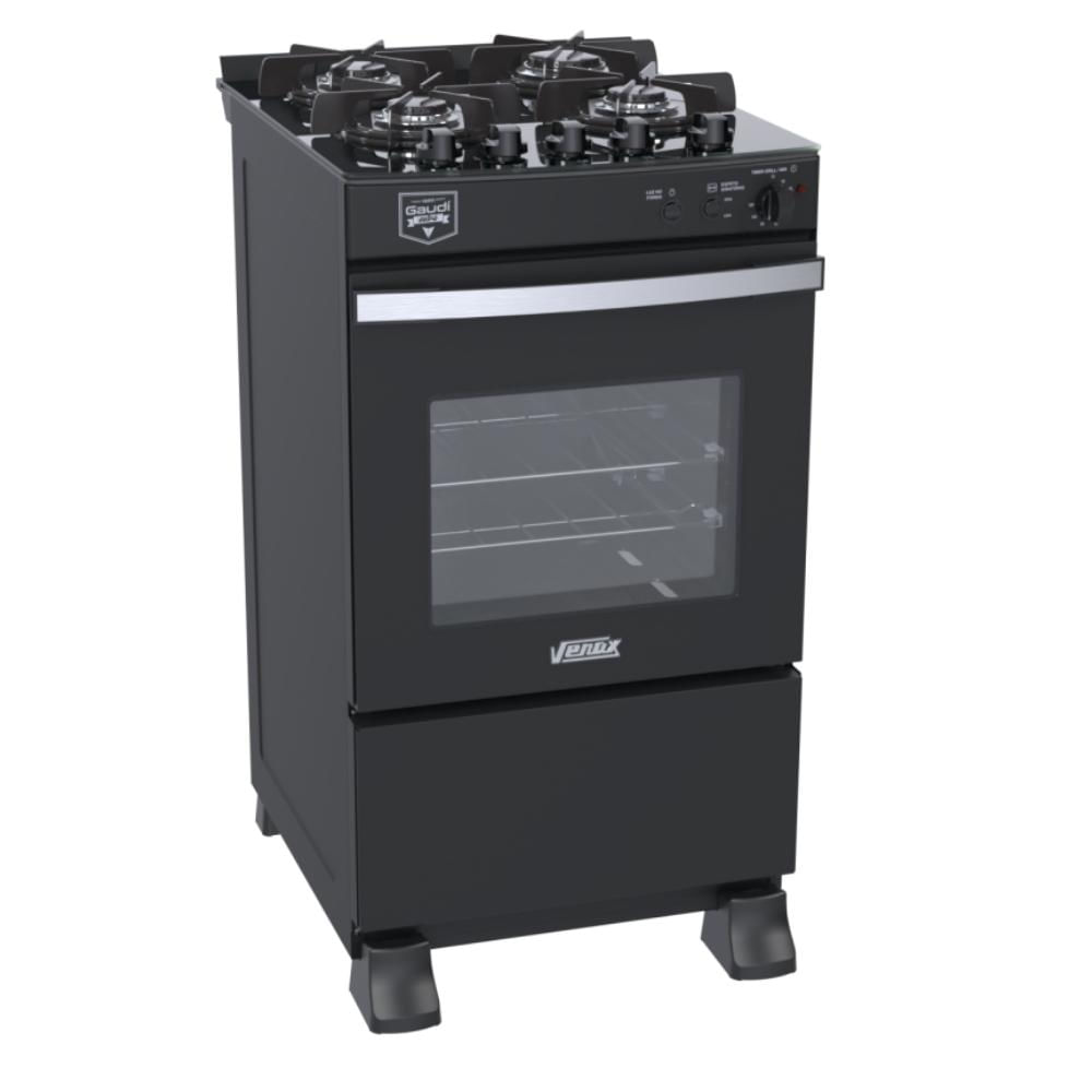 Fogão 4 Bocas Venax Gaudi Vetro Vitreo Preto Mesa em Vidro – 110v – 22155