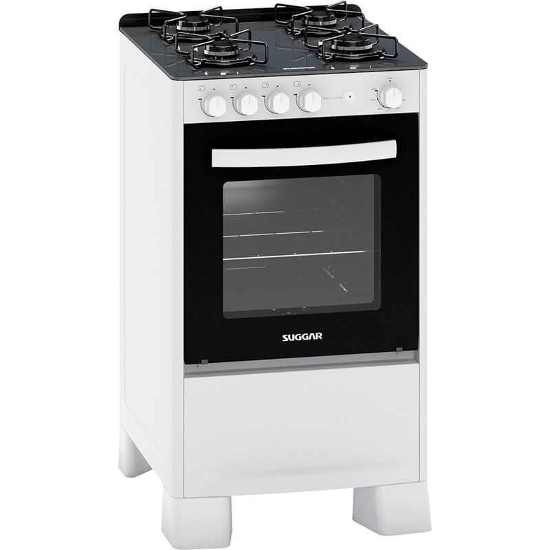 Fogão De Piso Neo Cook Mesa De Vidro 4 Queimadores Suggar