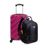 Kit Mala De Bordo Pink Havana + Mochila Infinity Swiss Move