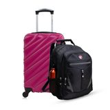 Kit Mala De Bordo Pink Havana + Mochila Boa Vista Swiss Move