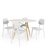 Conjunto Mesa De Jantar Redonda Eiffel Branca 100cm Com 4 Cadeiras Itália - Branco