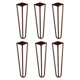 Kit 6 Pés De Metal 30 Cm Harpin Legs Mesa De Canto Rack E Puffs Bronze