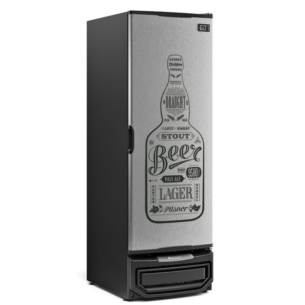 Cervejeira Vertical Com Porta Cega Adesivada Gcb57gw Gelopar Refrigerador 578 Litros Inox 110v