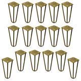 Kit 16 Pés De Metal 15 Cm Hairpin Legs Mesas De Centro Puffs Dourado