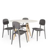 Conjunto Mesa De Jantar Redonda Eiffel Branca 100cm Com 4 Cadeiras Itália - Cinza