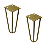 Kit 2 Pés De Metal 15 Cm Hairpin Legs Mesas De Centro Puffs Dourado