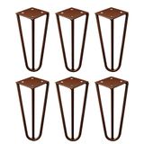 Kit 6 Pés De Metal 15 Cm Hairpin Legs Mesas De Centro Puffs Bronze