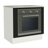 Balcão Para Forno De Embutir 80 X 60 Cm Com Tampo Branco/preto Agata, Glamy Madesa