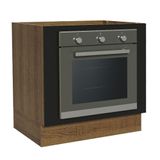 Balcão Para Forno De Embutir 80 X 60 Cm Sem Tampo Rustic/preto Agata, Glamy, Stella Madesa