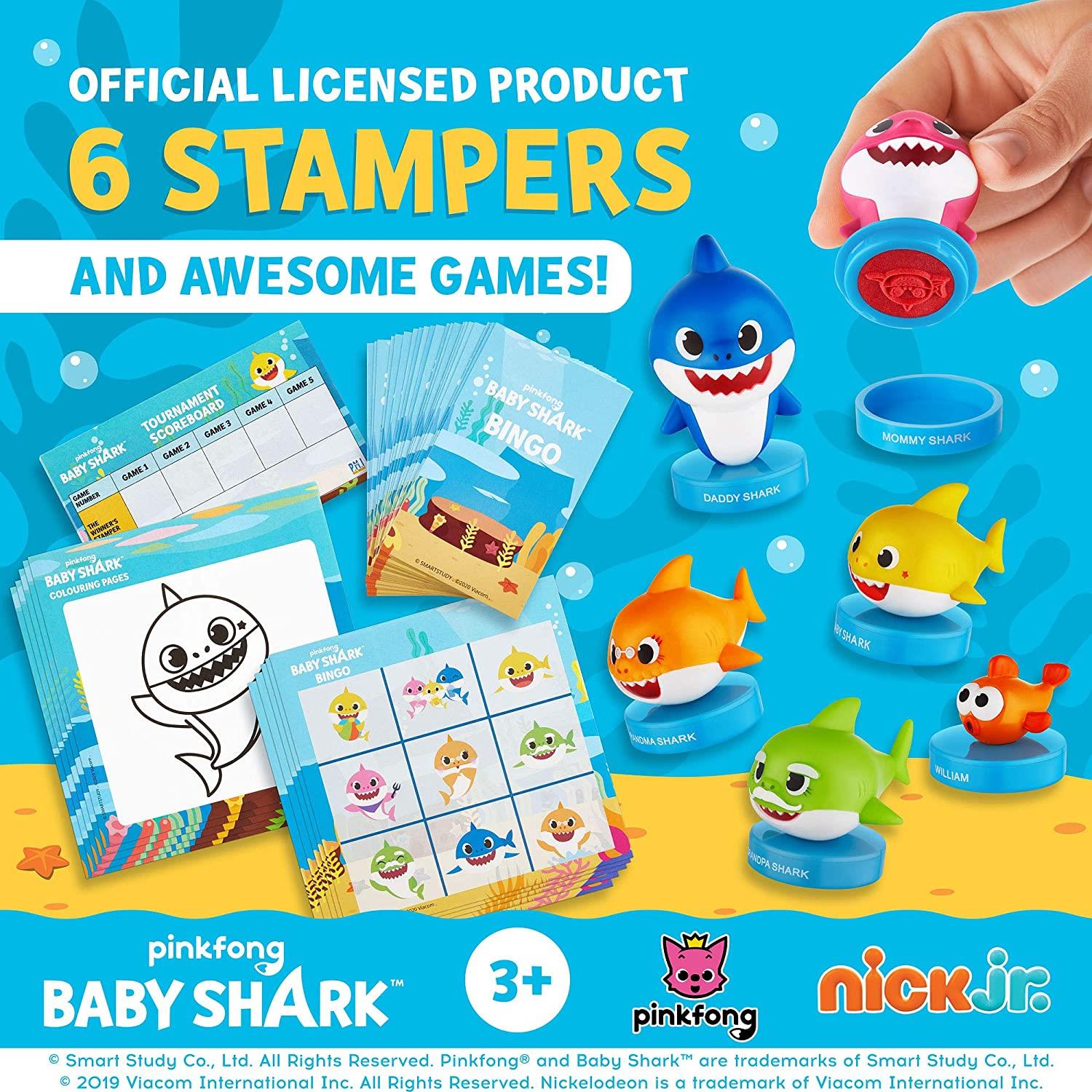 Baby Shark Jogo Personagem Bingo Cartões Colorir Stampers Jogar