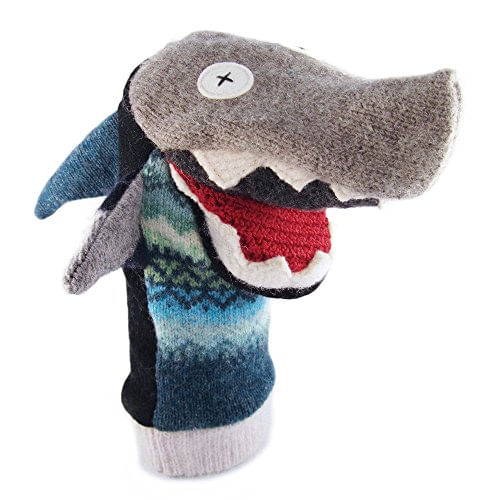 Cate E Levi - Baby Shark Boy Gift - Hand Puppet - Premium Reclaimed Wool - Artesanal No Canadá - Máquina Lavável (tubarão)