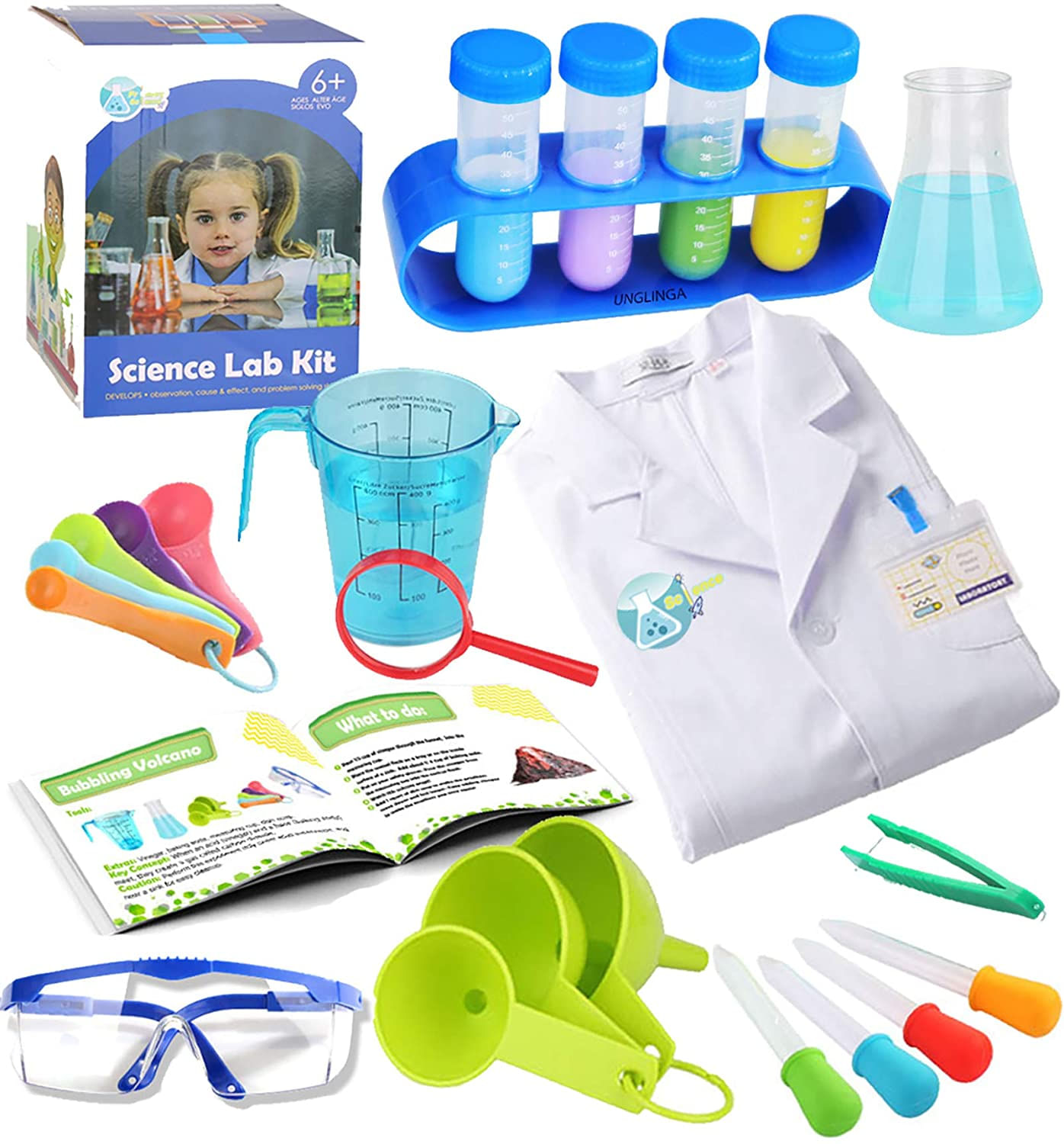 Kit De Experimentos De Ciência Infantil Com Traje De Cientista De Laboratório Y Brinquedos Para Meninos E Meninas