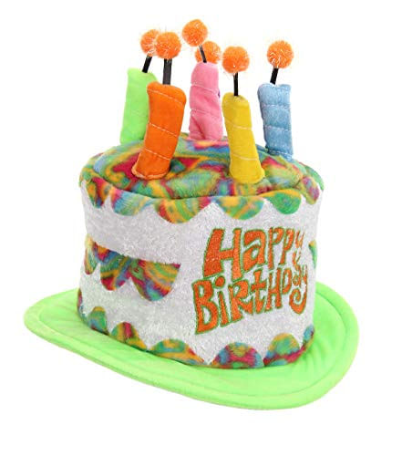 Chapéu De Fantasia De Pelúcia De Bolo De Aniversário Multicolorido Com Velas