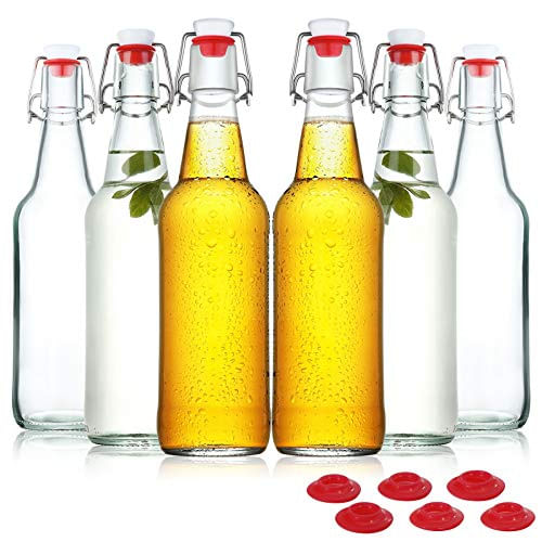 Garrafas De Cerveja De Vidro Transparente Yeboda Para Fabricação Caseira Com Tampa De Balanço De Fio Fácil E Selo De Silicone Hermético 16 O