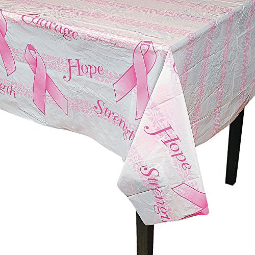 Toalha De Mesa De Plástico Impressa Da Fita Rosa - Suprimentos De Festa - 1 Peça