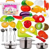 Funerica 45 Peças Cortando Jogo De Peças, Frutas, Legumes, Panelas De Aço Inoxidável, Panelas, Utensílios, Playset De Acessórios De Co