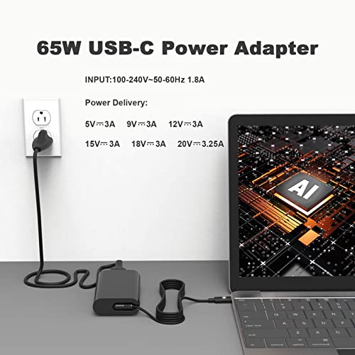 Adaptador Ca De 45 Watts De 65 W Para Substituição De Carregador Usb C Da Dell