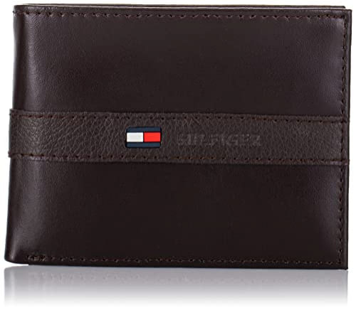 Tommy Hilfiger Carteira De Couro Masculino - Fino Elegante Casual Bifold Com 6 Bolsos De Cartão De Crédito E Janela De Identificação Removív