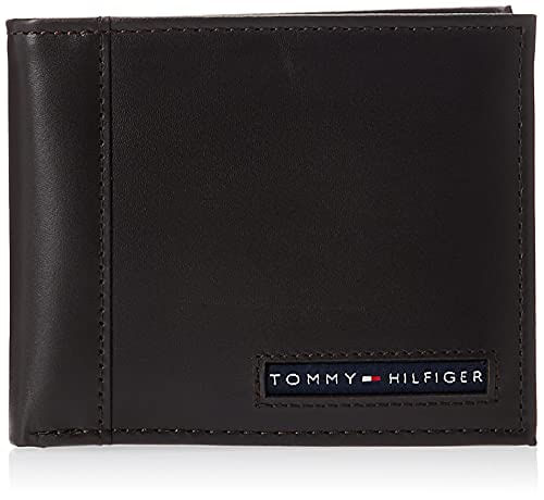 Tommy Hilfiger Carteira De Couro Masculino - Fino Elegante Casual Bifold Com 6 Bolsos De Cartão De Crédito E Janela De Identificação Removív