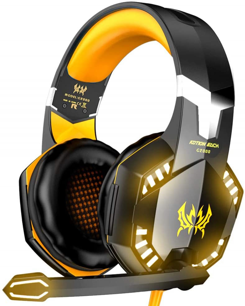 Versiontech. Headset Gamer G2000 Fones De Ouvido Surround Stereo Gaming Com Microfone De Cancelamento De Ruído Luzes Led E Earmuffs De Mem