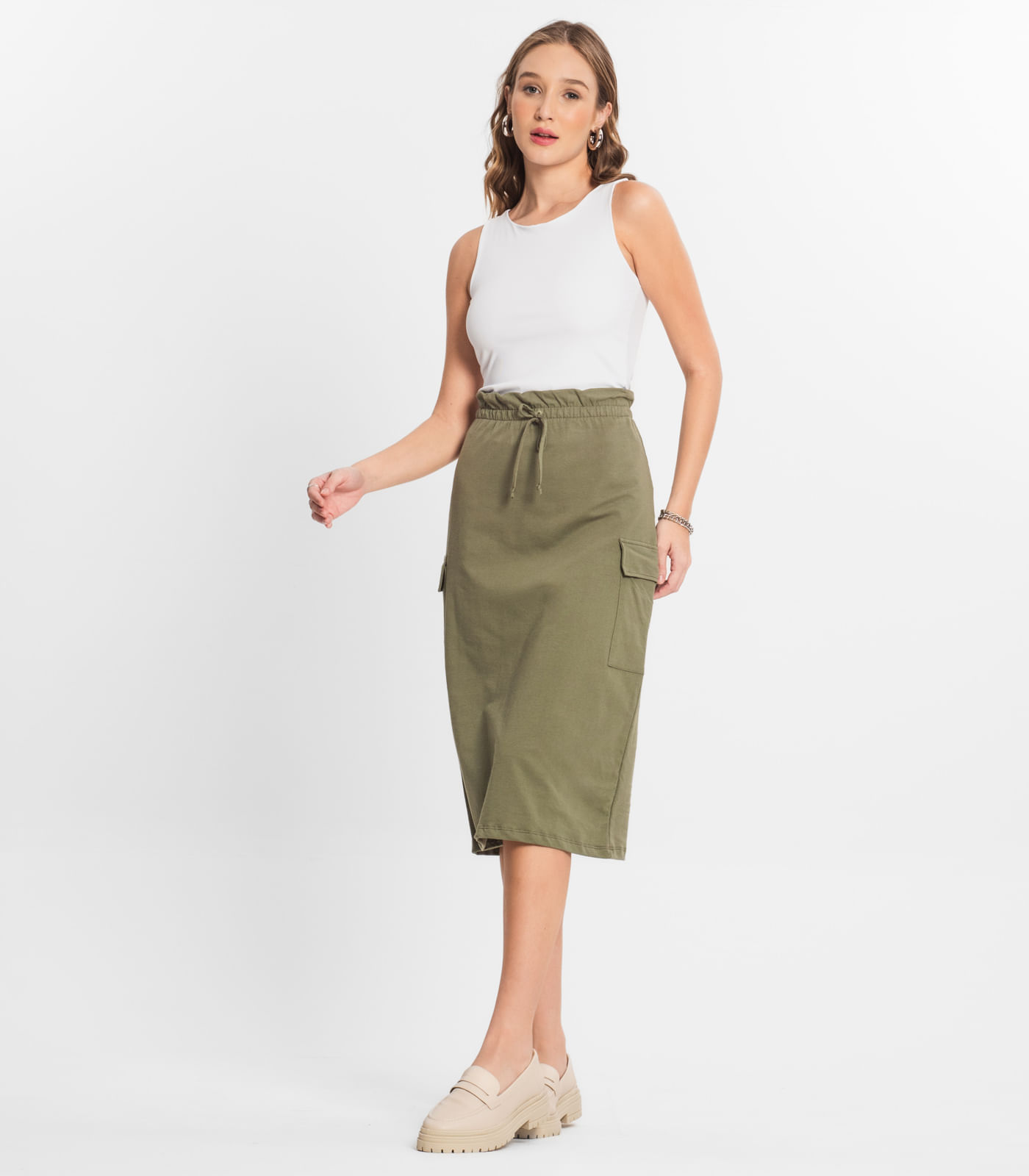 Saia Midi Cargo Feminino Select Verde P
