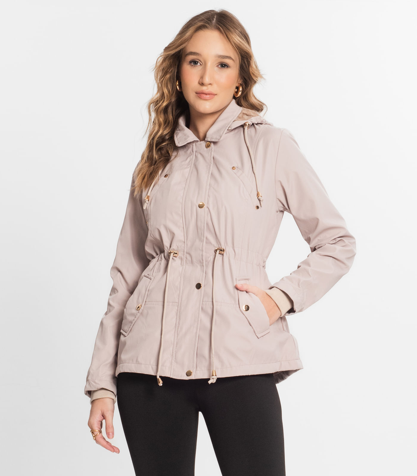 Parka Feminina Com Capuz Peluciada Sea Surf Bege G