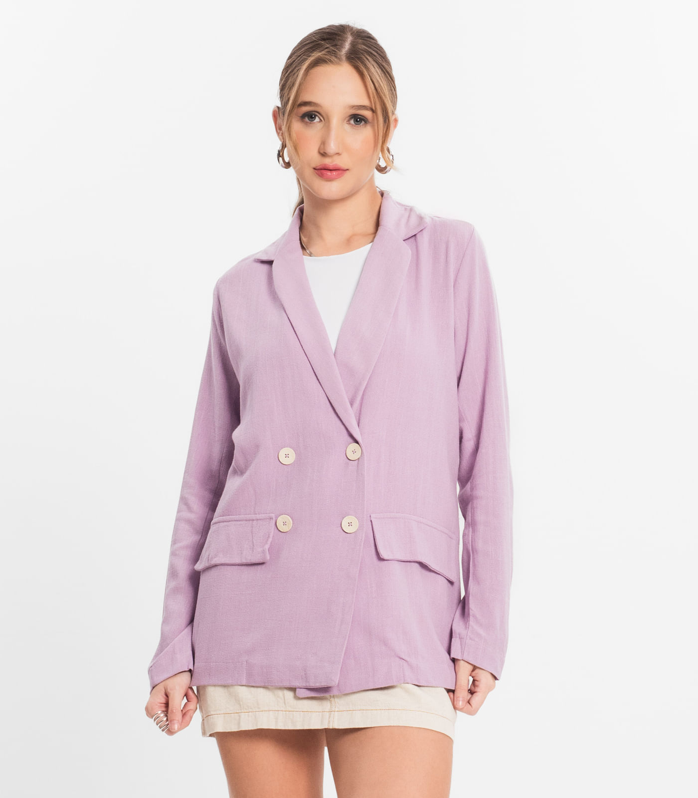 Blazer Feminino Em Linho Endless Roxo Gg