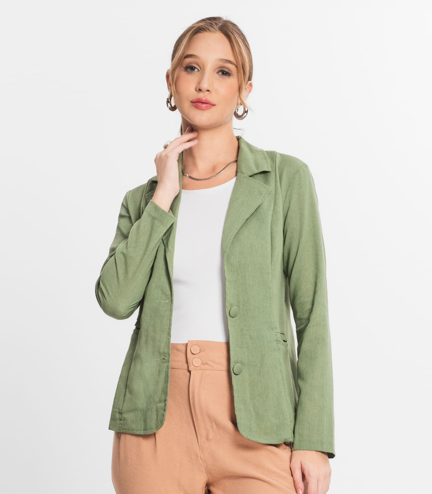 Blazer Feminino De Linho Misso Verde P