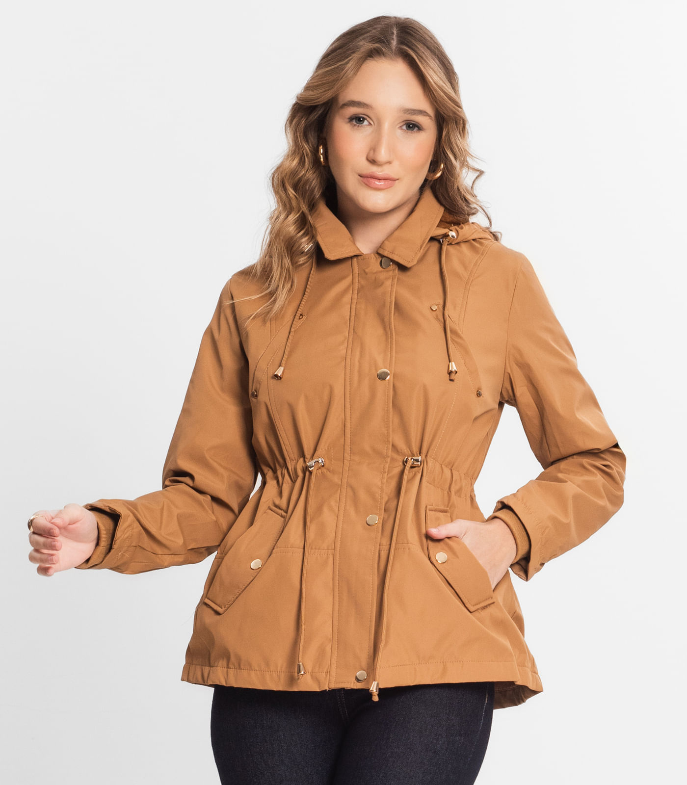 Parka Feminina Com Capuz Peluciada Sea Surf Marrom M