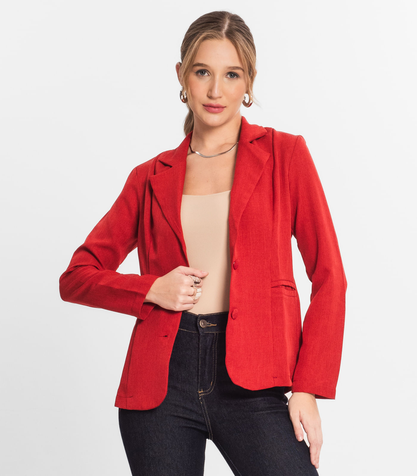 Blazer Feminino De Alfaiataria Misso Vermelho M