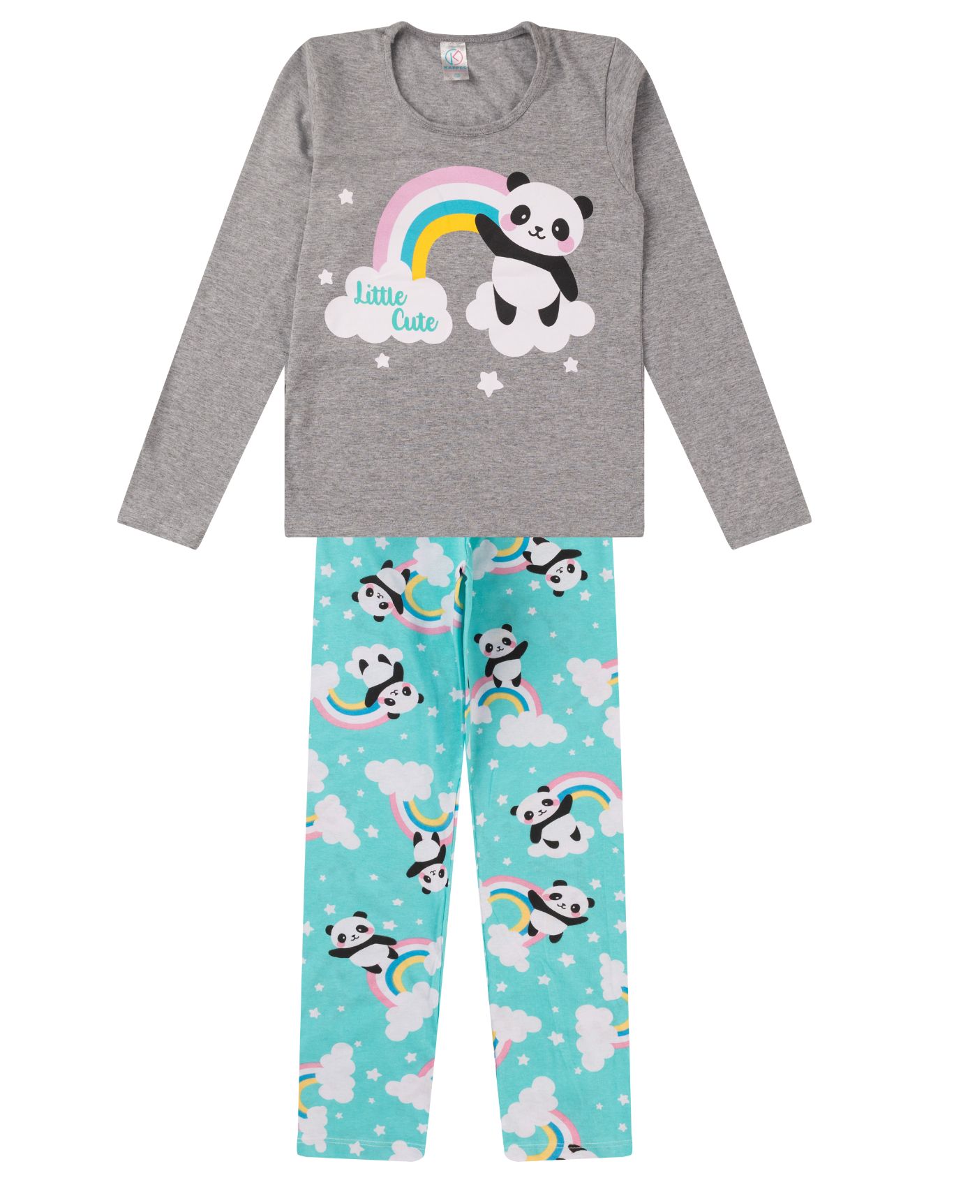 Pijama Infantil Menina Manga Longa Kappes Cinza 10