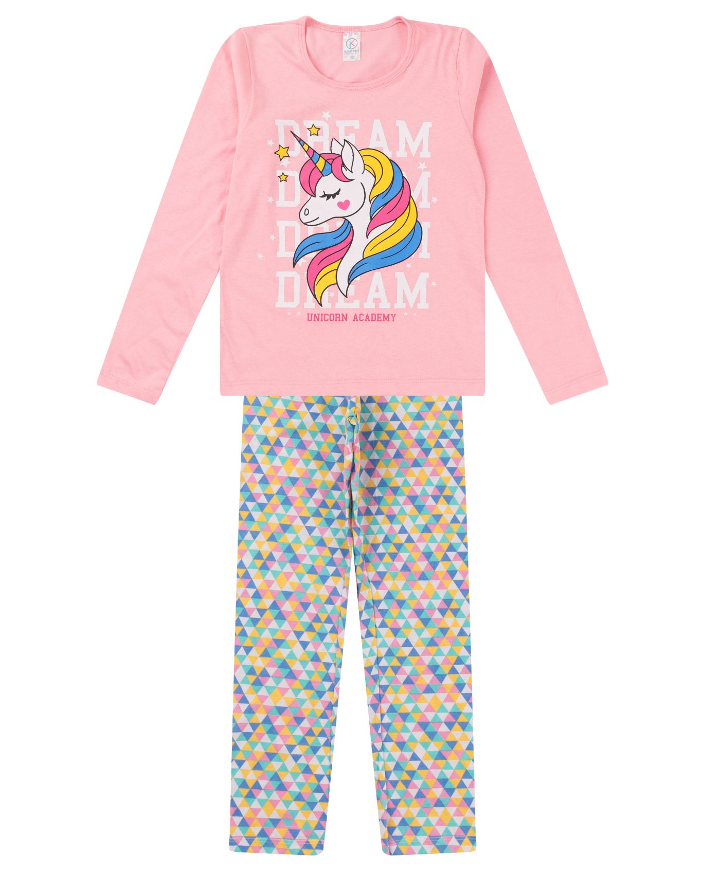 Pijama Infantil Menina Manga Longa Kappes Rosa 12