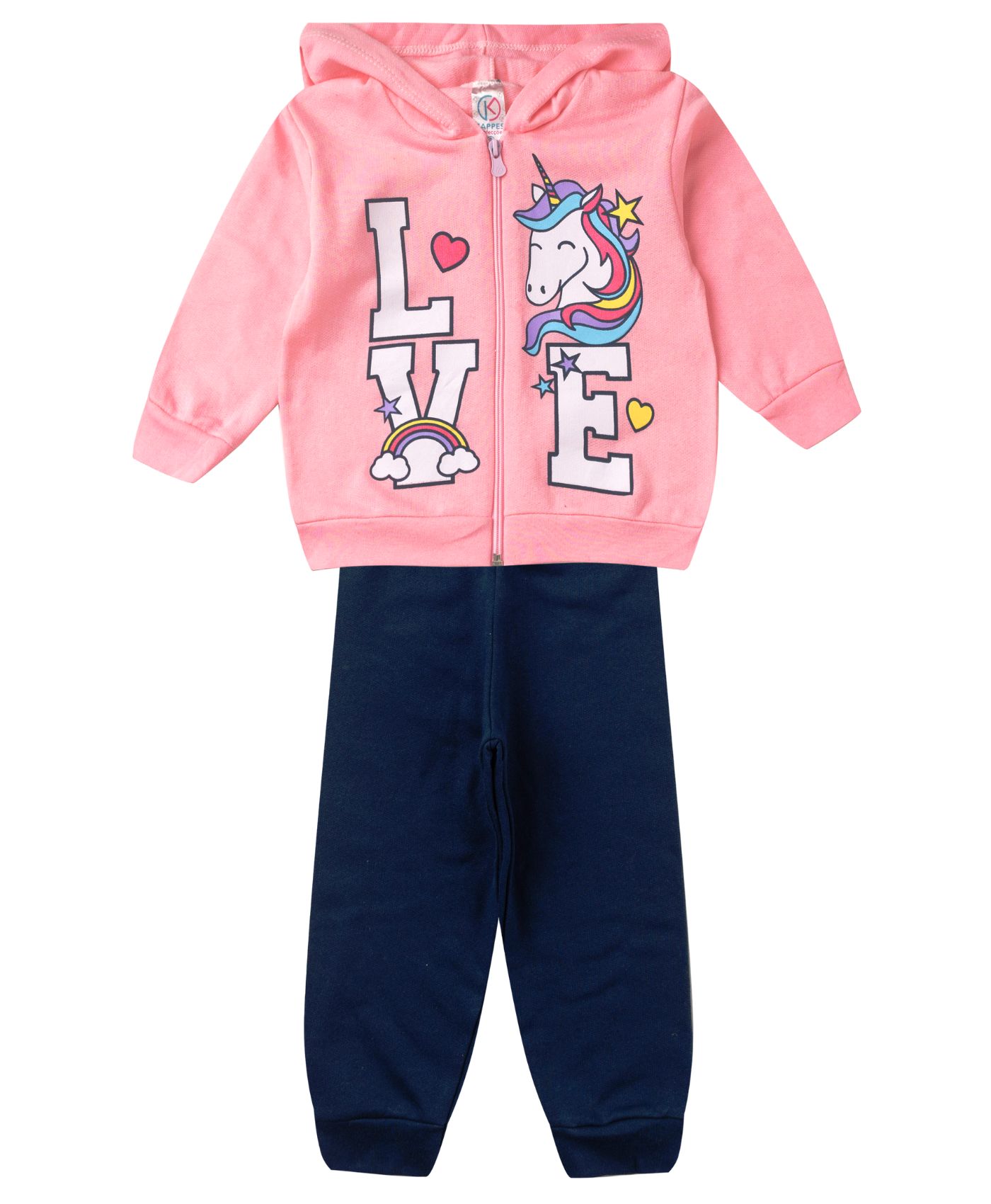 Conjunto Infantil Menina Com Jaqueta Kappes Rosa 3