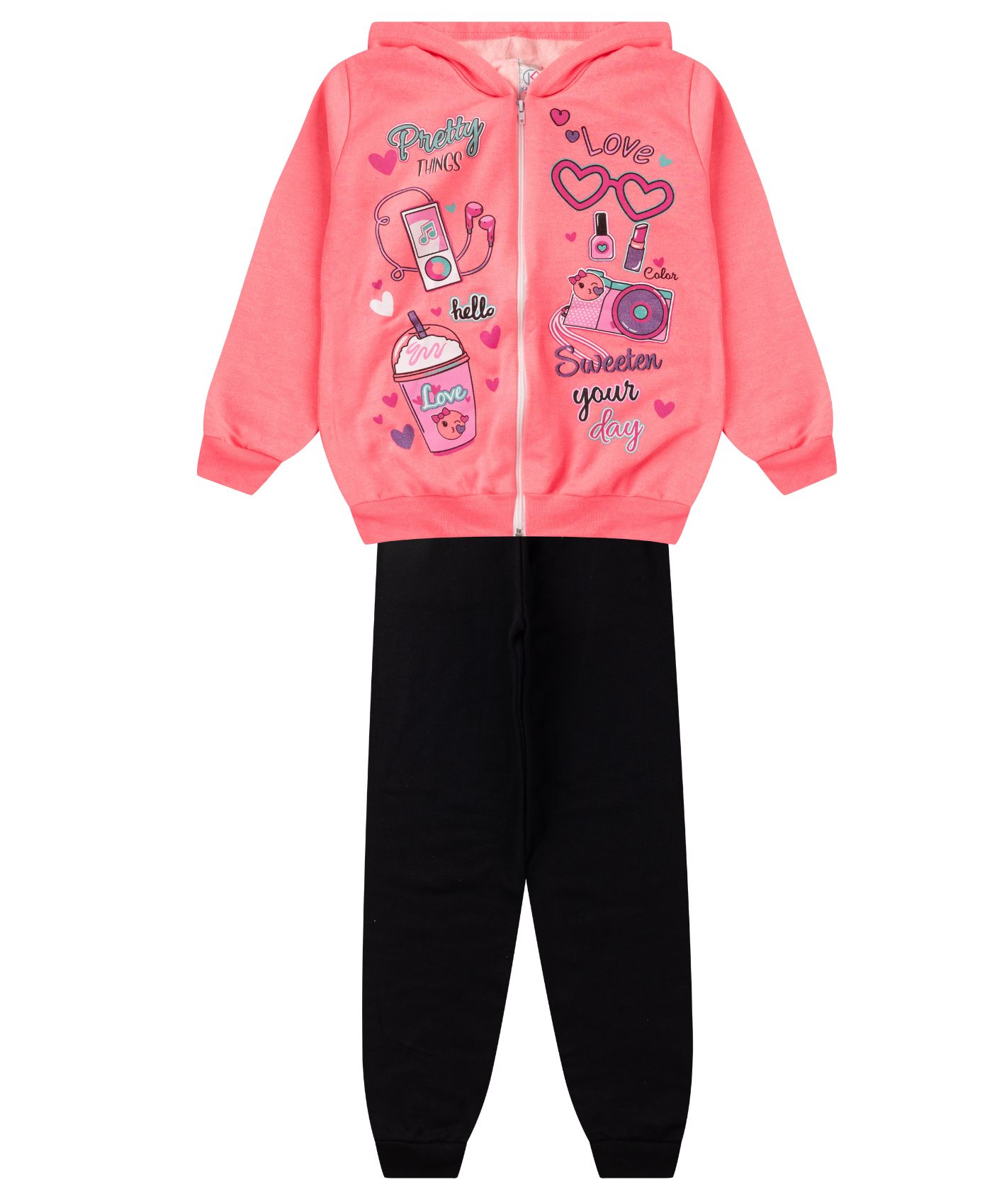 Conjunto Infantil Menina Com Jaqueta Kappes Rosa 12