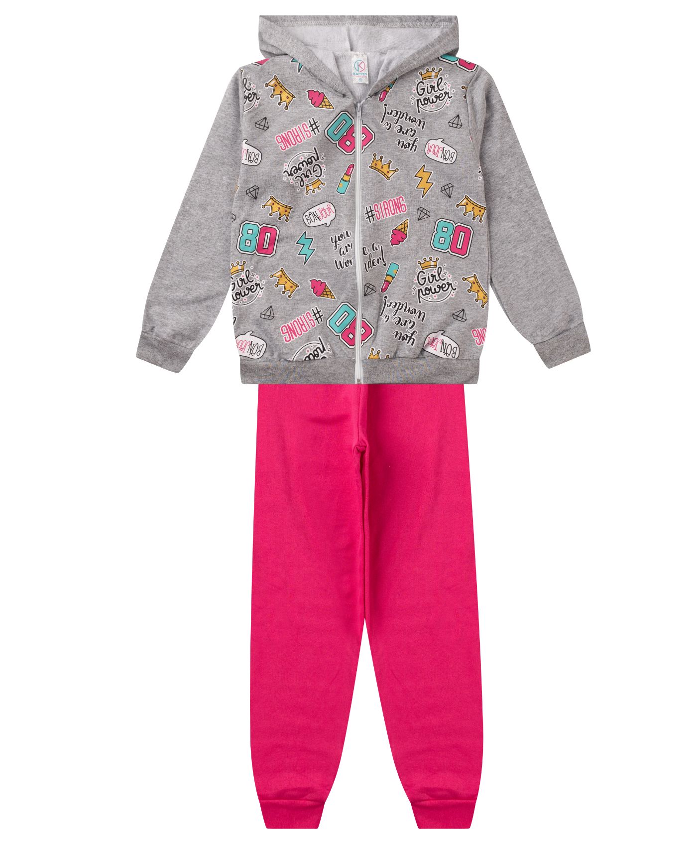 Conjunto Infantil Menina Com Jaqueta Kappes Cinza 16