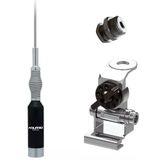 Kit Enfeite Antena Bobinada Inox 1,50m Suporte Cromado Porta Malas Capo Parafuso Fixar